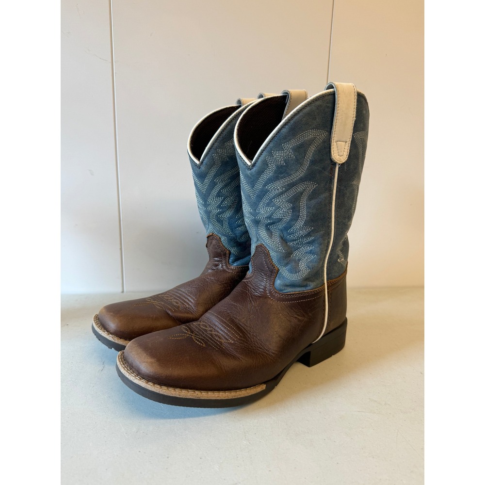Cody James Boys Walker Western Boots Brown Blue Square Toe BCBSP23P5 Size 6.0 D